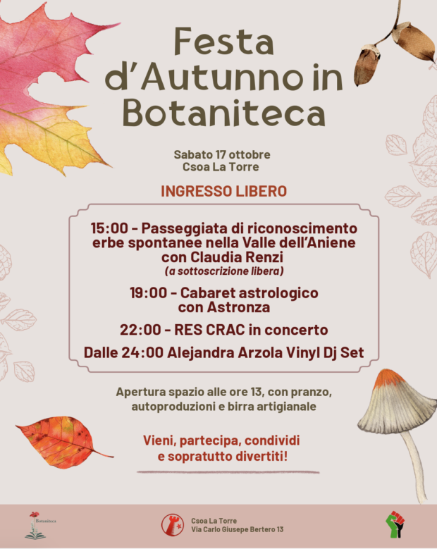 Festa d'Autunno e Passeggiata botanica nella Valle dell'Aniene - CSOA La Torre, Roma 7